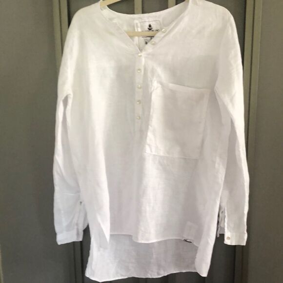 Claudio Milano White linen luxury Hi lo linen tunic blouse. Size S - Picture 1 of 8